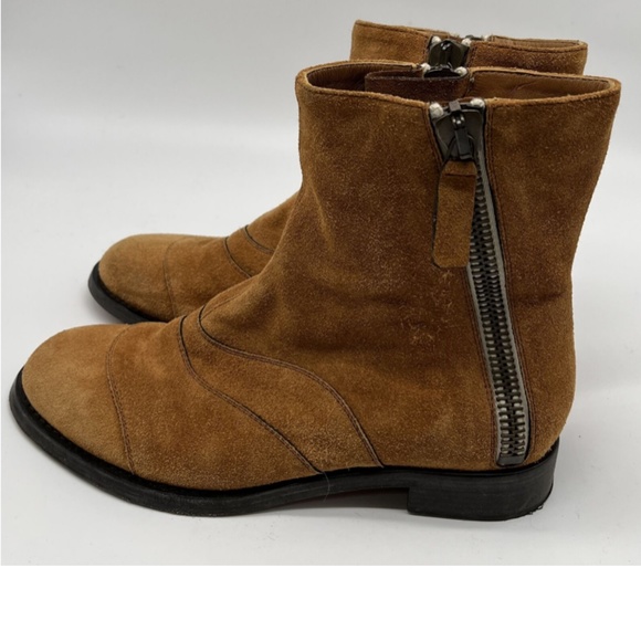 Chloe 'Lexie' Light Brown Suede Flat Ankle Bootie w/ Zip Accent sz 36 - Picture 3 of 5